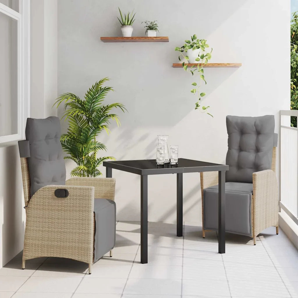 Set da Pranzo per Giardino con cuscino 3 pcs Beige polyrattan 3380561