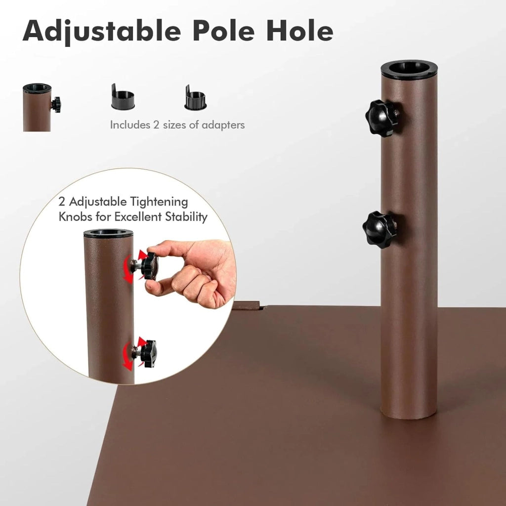 Piedino per ombrellone per bastone da ombrellone da 41/49 mm, supporto per ombrellone, materiale in ferro stabile e durevole, marrone (quadrato, 60 x 60 x 36 cm)