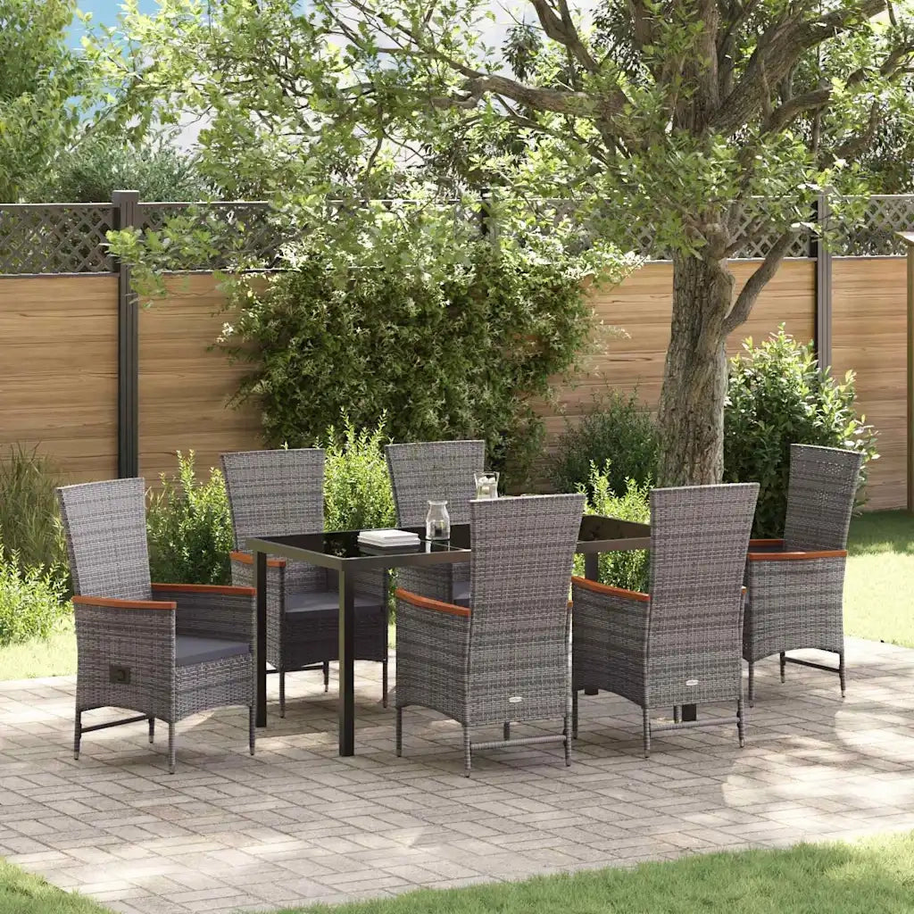 Set da Pranzo per Giardino con cuscino 7 pcs Grigio 3379440