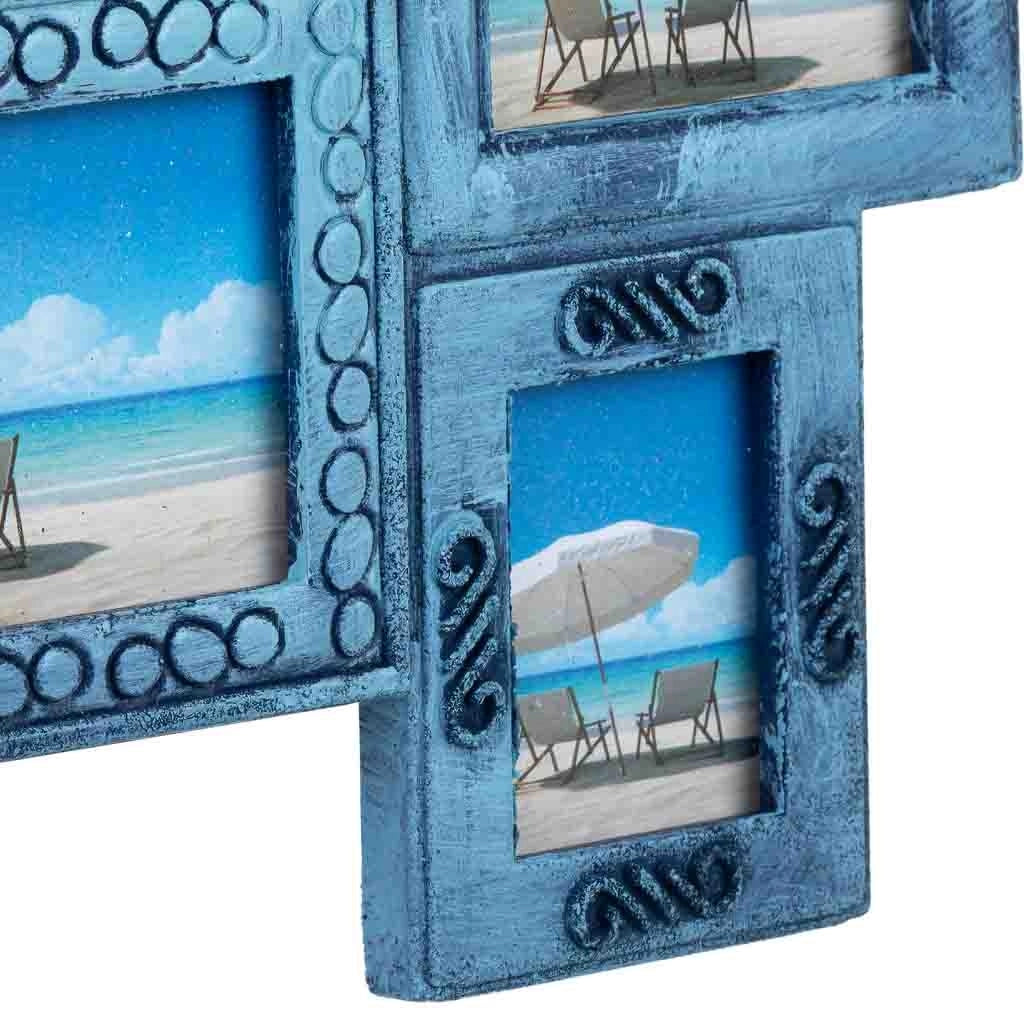 Cornice portafoto in legno blu, 27x1,5x24h cm