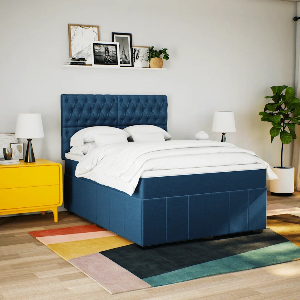 Giroletto a Molle con Materasso Blu 160x200 cm in Tessuto