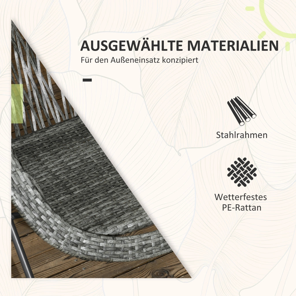 Set mobili da balcone pieghevole 3 pezzi con 2 sedie e tavolino rotondo in rattan sintetico grigio
