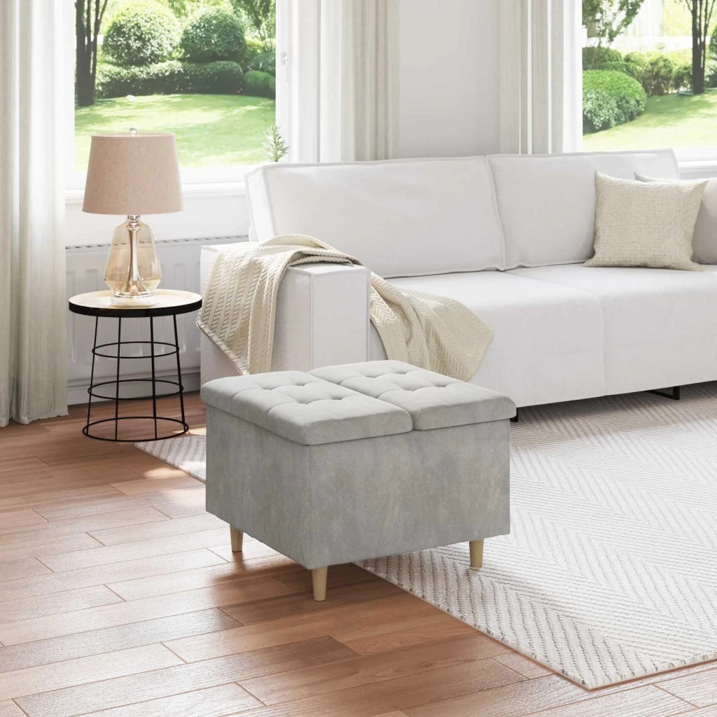 Pouf contenitore Grigio chiaro 60 x 60 x 45 cm Velluto