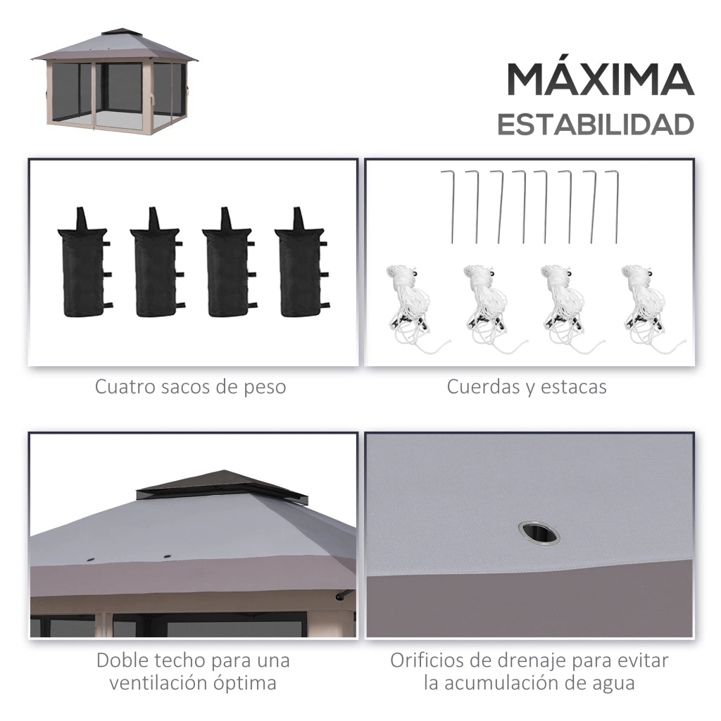 Carpa Pieghevole Pop-up 4x4x2.8 m ¨C Zephmum ¨C Grigio Chiaro