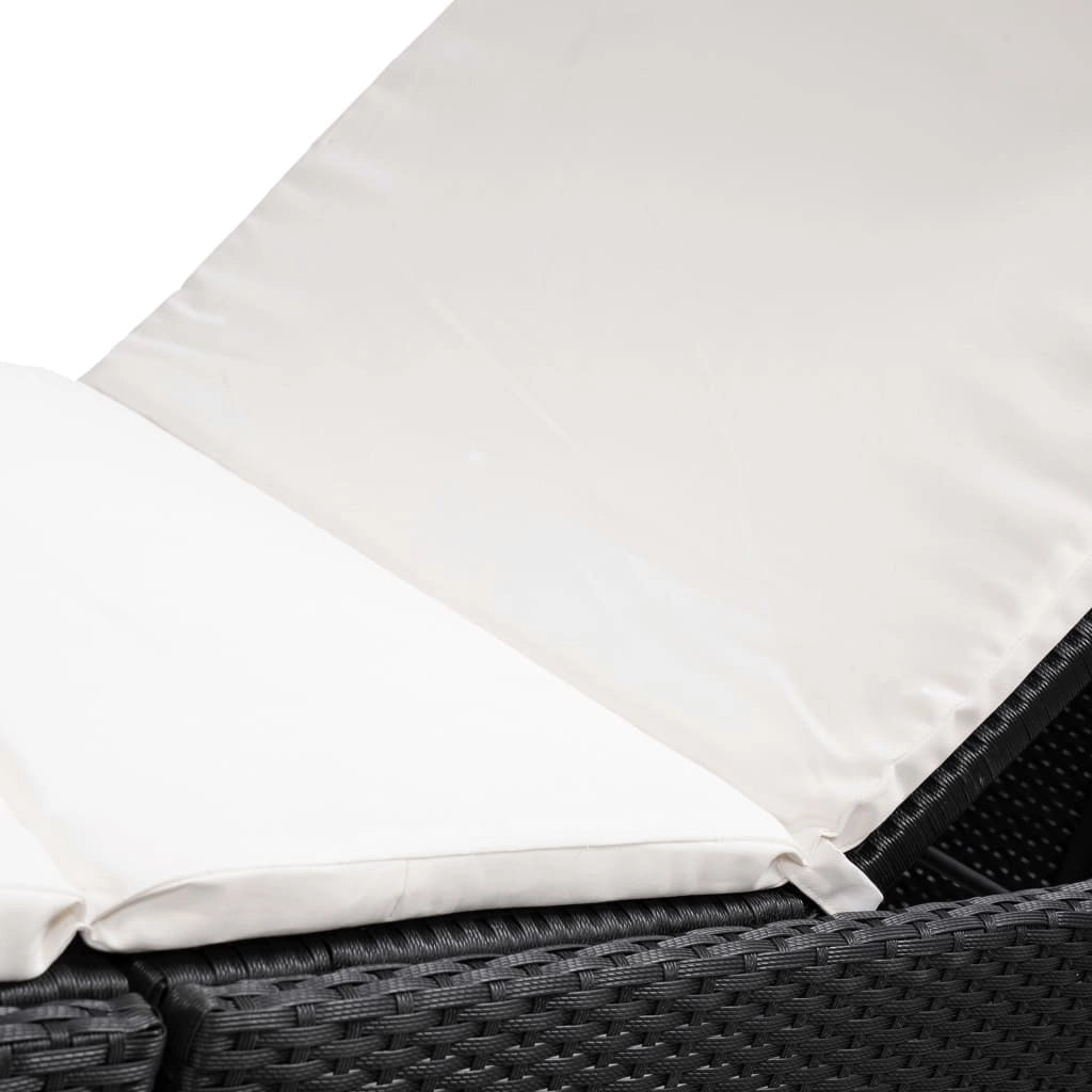 Lettino prendisole sedia a sdraio lettino prendisole letto da giardino mobili da esterno per patio con cuscino resina intrecciata nera 02_0012523