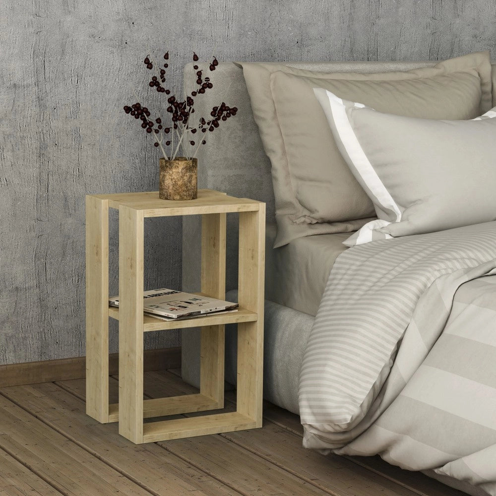 Comodino due ripiani Lonie 34x30x55h colore rovere