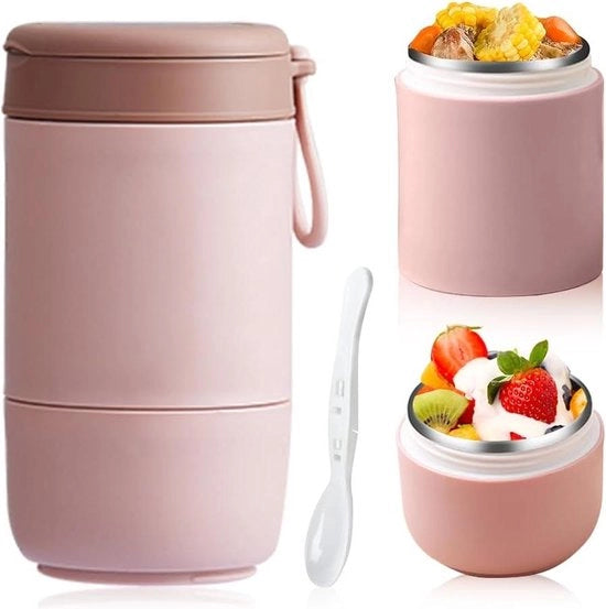 Bottiglia di yoghurt to go - 800 ml - contenitore e coperchio di muesli pratico e portatile - bottiglia di yoghurt senza lattosio per viaggio con cucchiaio - resistente a congelatore, forno a microonde e lavastoviglie.