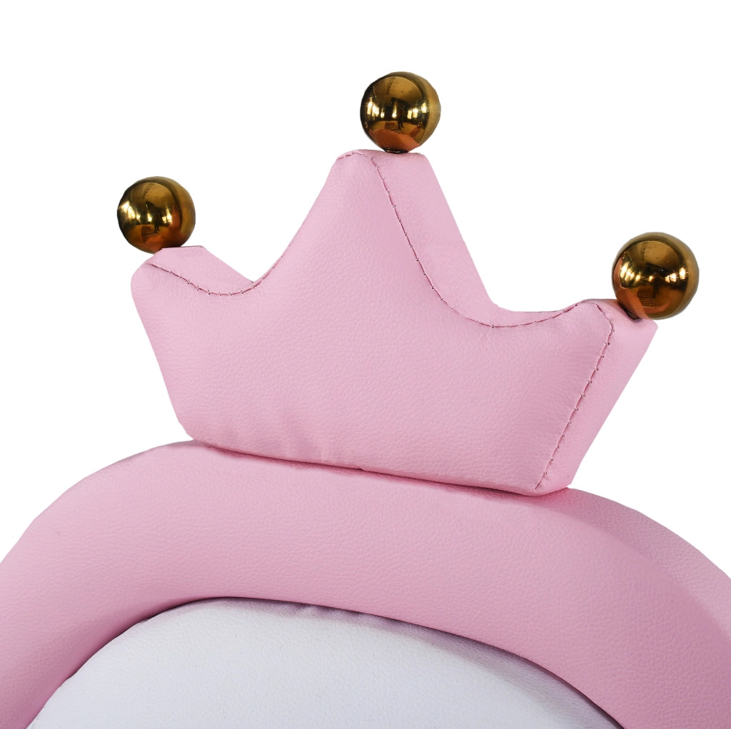 Letto imbottito per bambini 90x200 cm rosa e bianco con testiera a corona