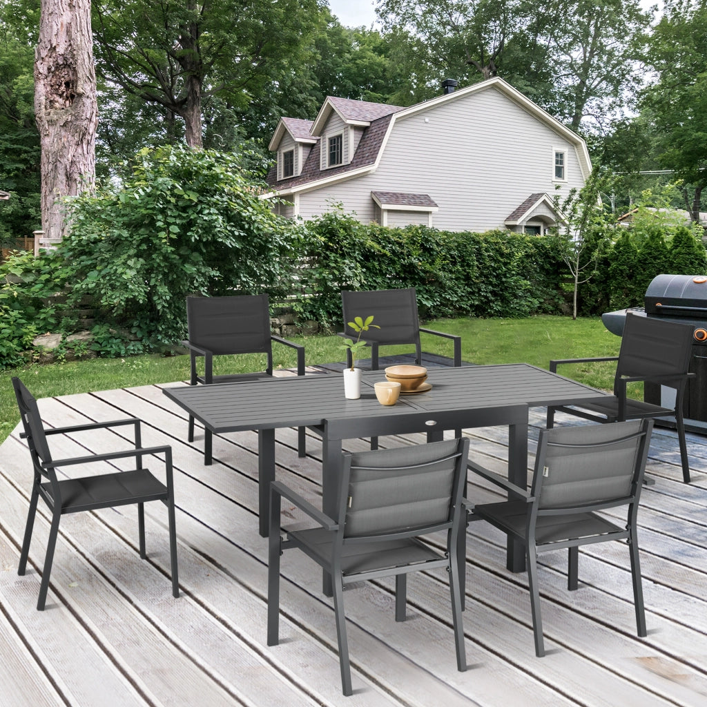 Set da Giardino con Tavolo Allungabile e 6 Sedie ¨C Zephmum ¨C Grigio