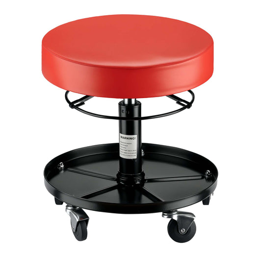 Sgabello con ruote regolabile in altezza 40,5-53,5 cm, portata max 150 kg, sedia da officina in acciaio con 5 ruote pivottanti