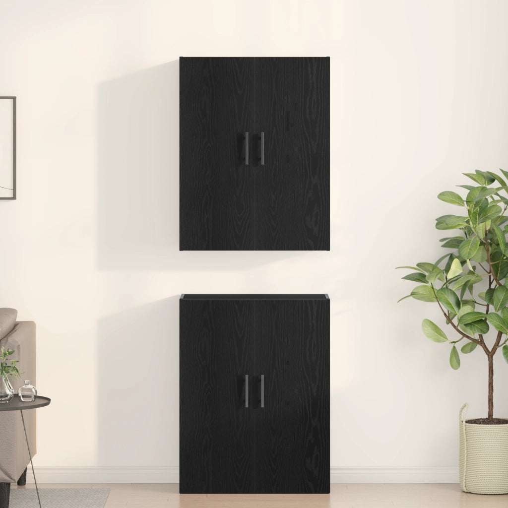 Armadi  2 pezzi in rovere nero 69,5x34x180 cm in legno ingegnerizzato