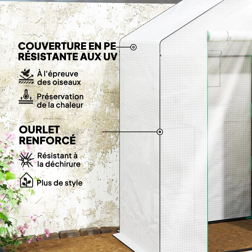 Serra da Giardino con Porta e Finestra ¨C zephmum ¨C Bianco 143x74x190 cm