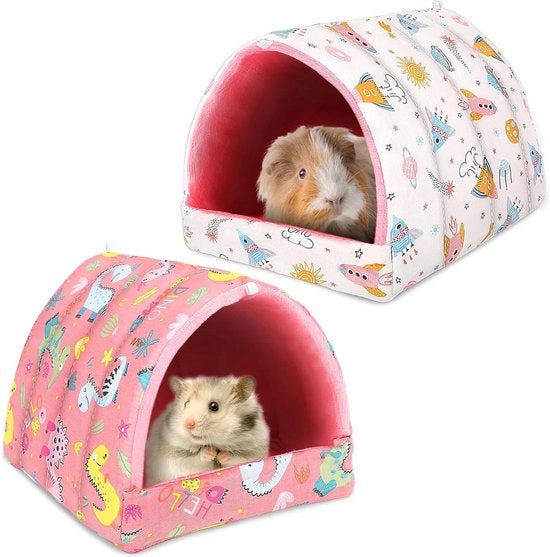 Due casette per cavia senza gabbia per piccoli animali - accessori per gabbie per coniglietta, chinchilla, hamster, tartaruga, toporagno, gerboa e ratto