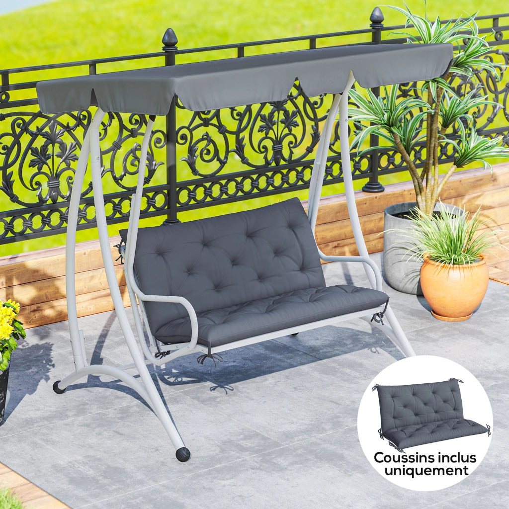 Cuscino per divano da giardino 3 posti ¨C zephmum ¨C 100x98x8 cm grigio