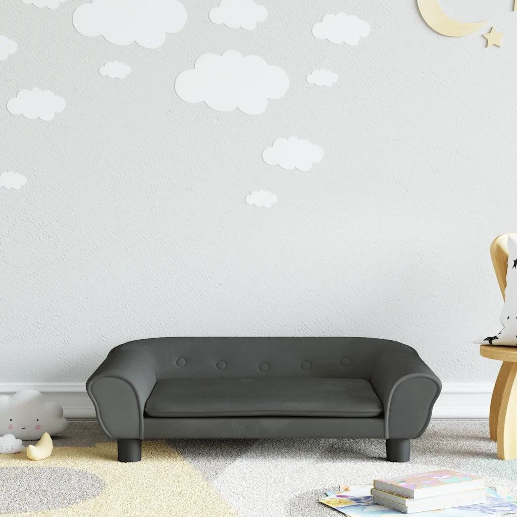 Divano | Divano da soggiorno | Sofa per Bambini Grigio Scuro 70x45x26 cm in Velluto