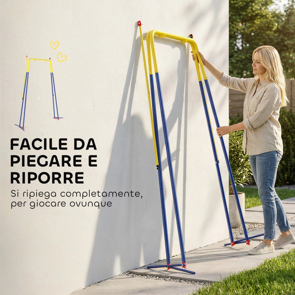 Altalena da Giardino ¨C zephmum ¨C Acciaio, Giallo e Blu, 128x155x157 cm