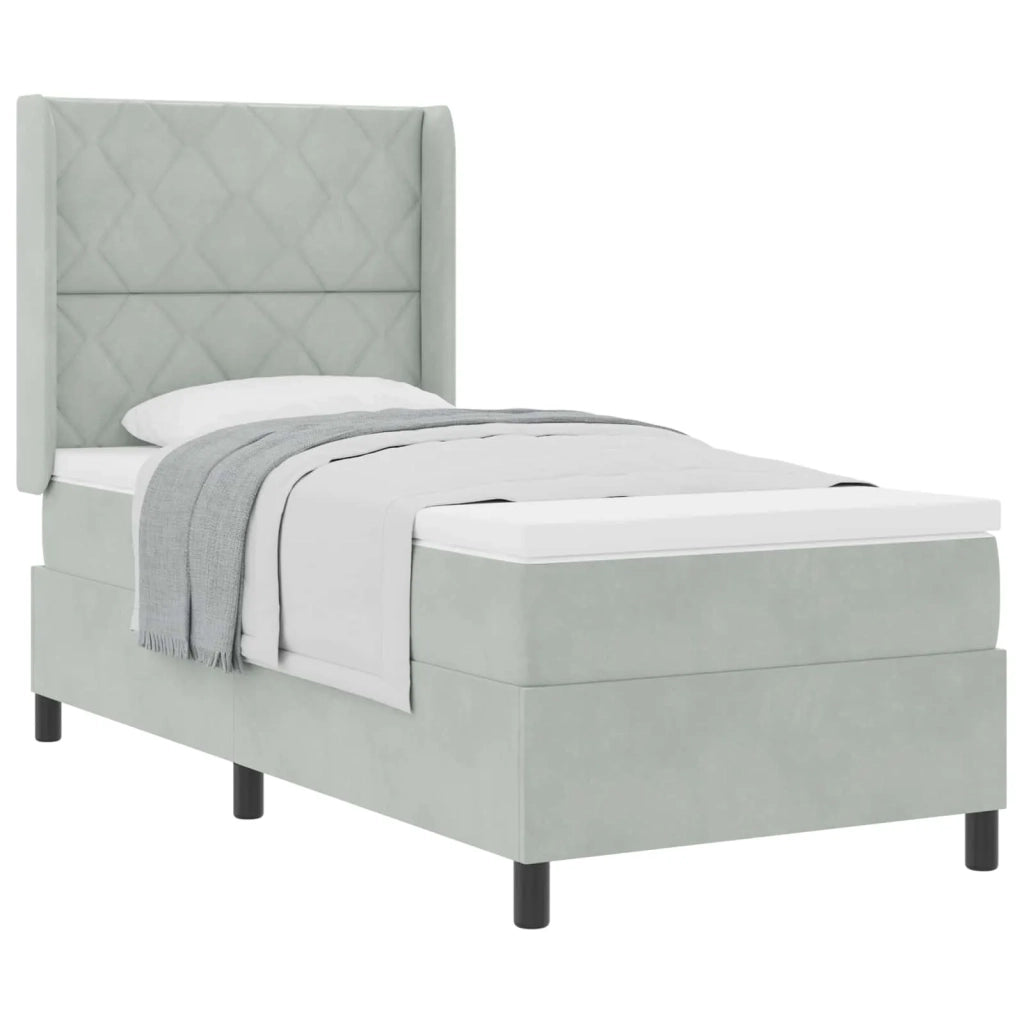 Letto a molle con materasso Grigio chiaro 100 x 200 cm Velluto 3342050