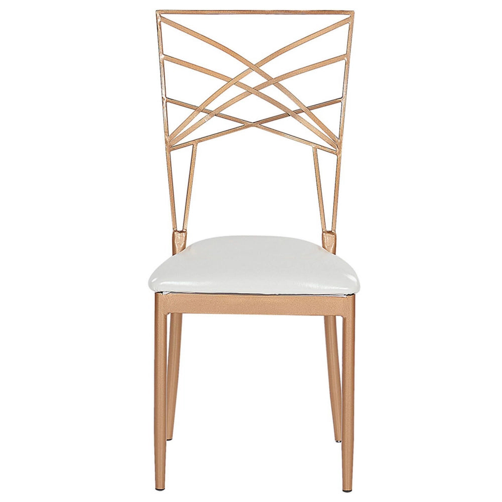 Set di 2 sedie da pranzo in metallo dorato ecopelle bianca imbottitura del sedile con industriale stile glam