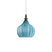 Lampada a Sospensione Cleofe S/11 Cobalto - Montatura in Metallo Nero Opaco con Vetro Trasparente 1xE27 Max 60W IP20 - Gealuce