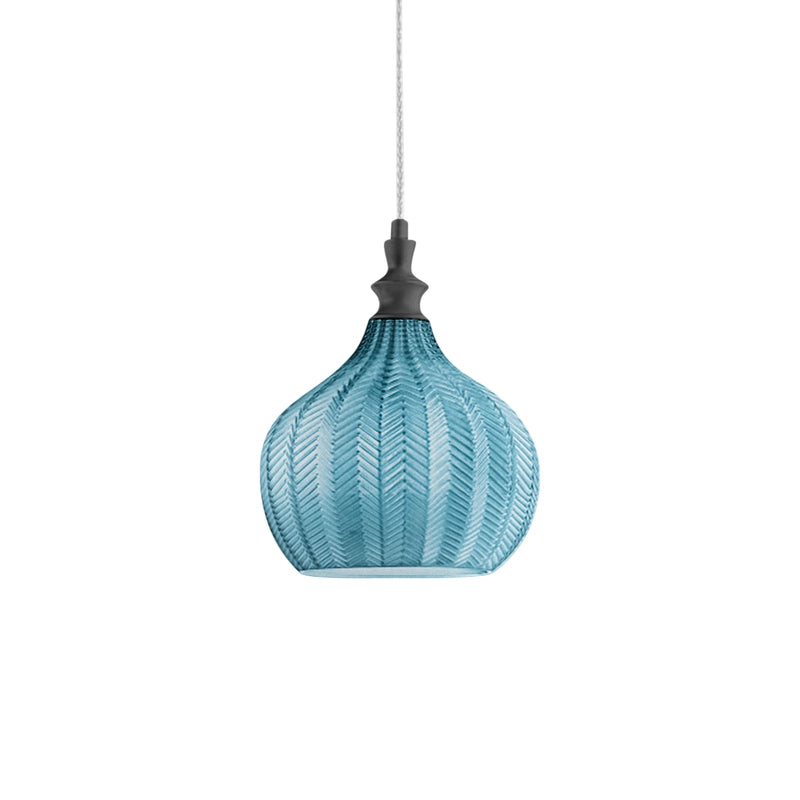 Lampada a Sospensione Cleofe S/11 Cobalto - Montatura in Metallo Nero Opaco con Vetro Trasparente 1xE27 Max 60W IP20 - Gealuce