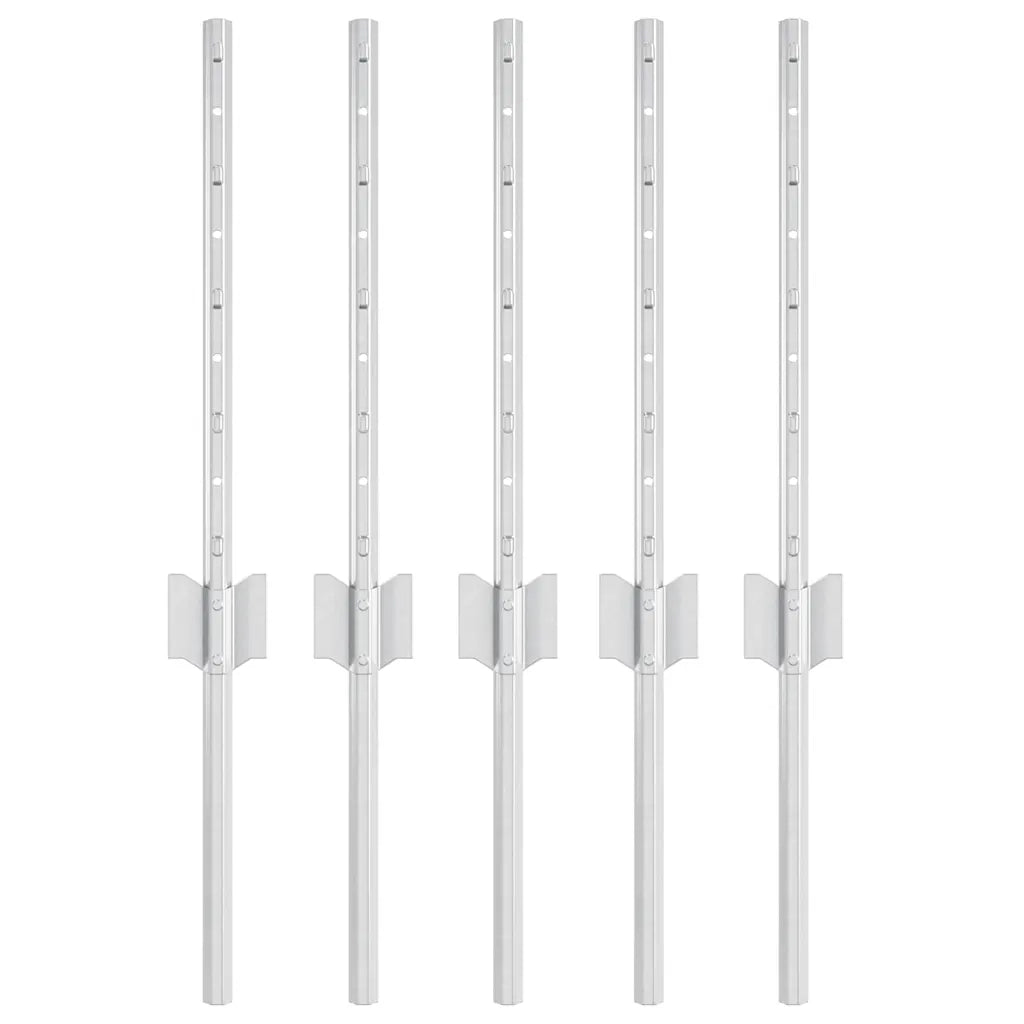 Palo della recinzione 5 pcs Argento 40 cm Acciaio 42006290