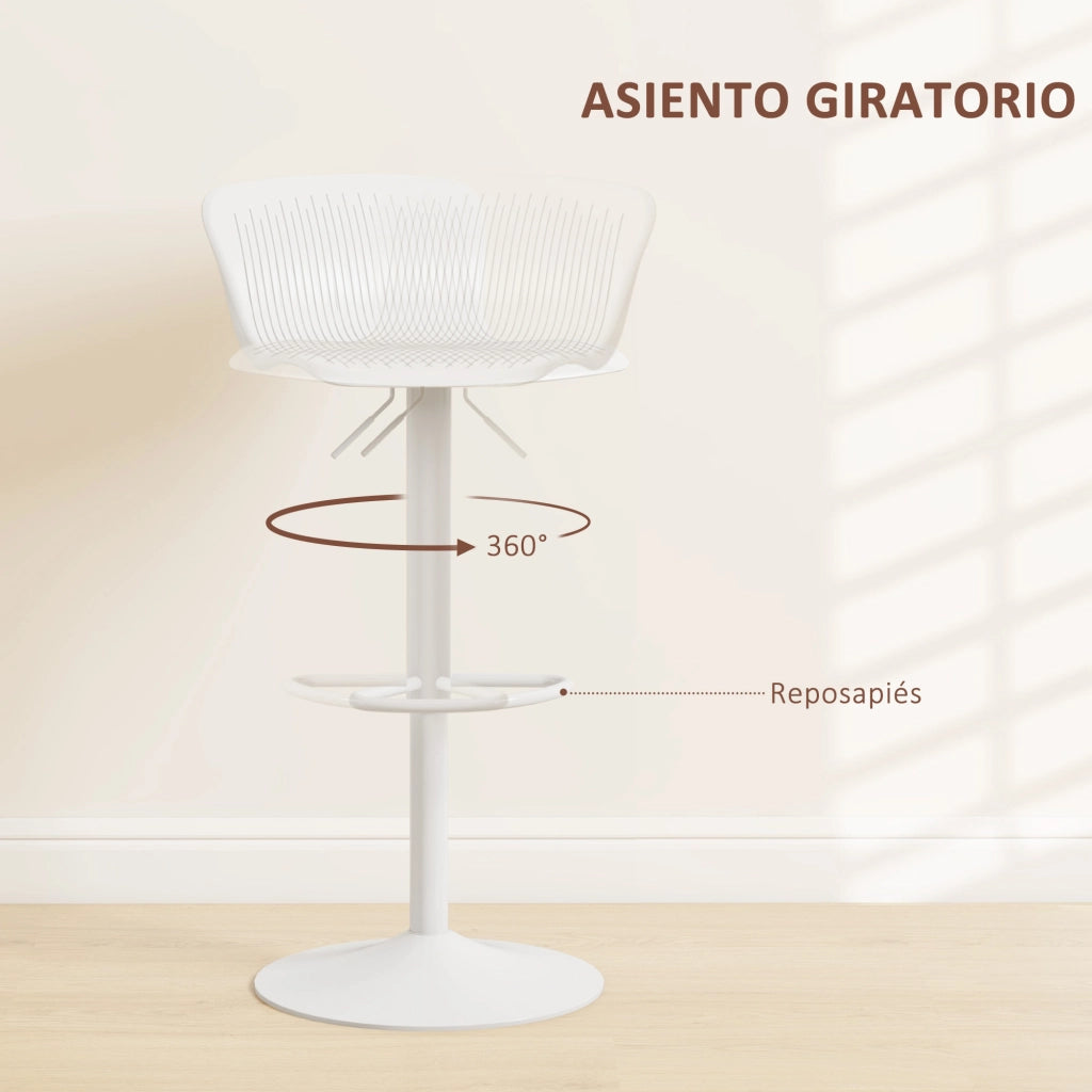 Sgabello Alto da Bar con Schienale e Altezza Regolabile ¨C Zephmum ¨C Bianco