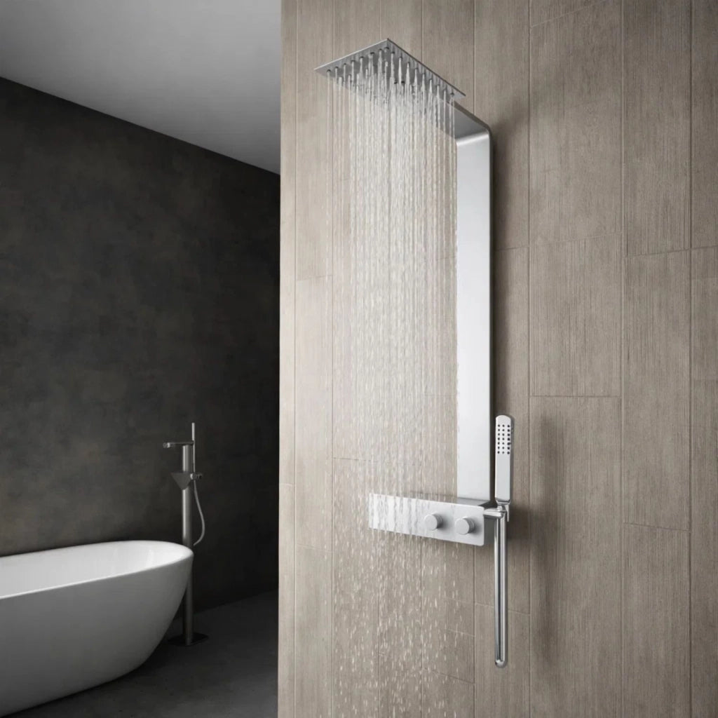 Colonna doccia acciaio inox spazzolato 2 funzioni top acciaio inox l40xp42xh120 015