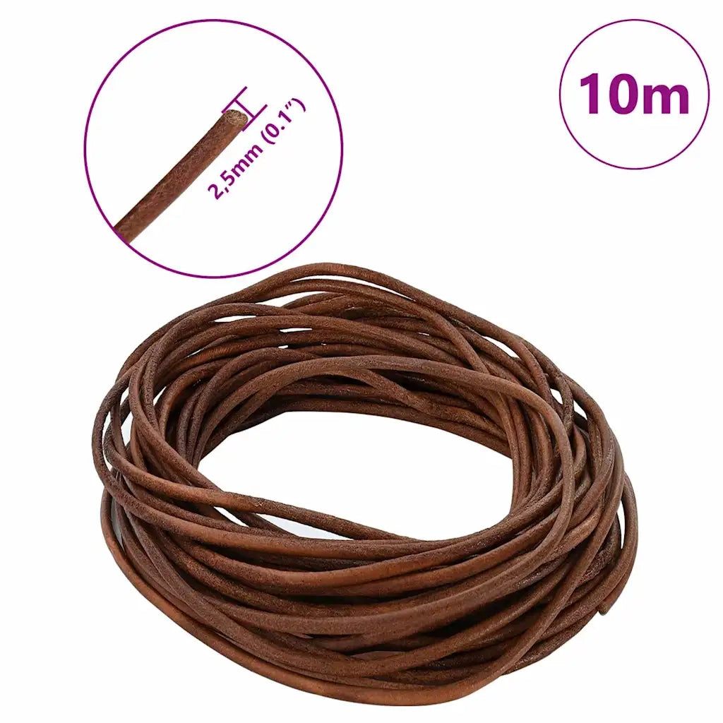 Cordino in Pelle Marrone Chiaro Ø2,5 mm x 10 m Pelle