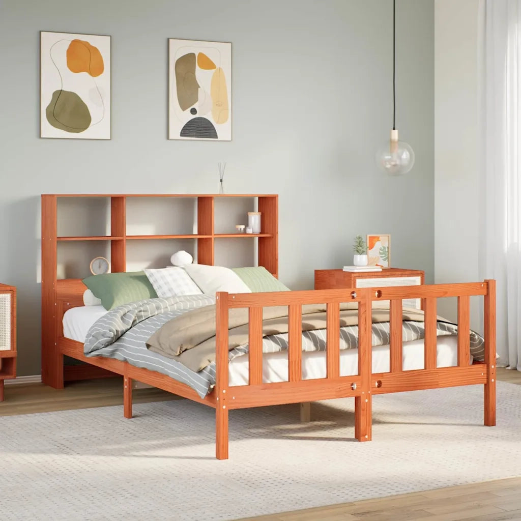 vidaXL Letto Libreria senza Materasso Marrone Cera 150x200 cm Legno