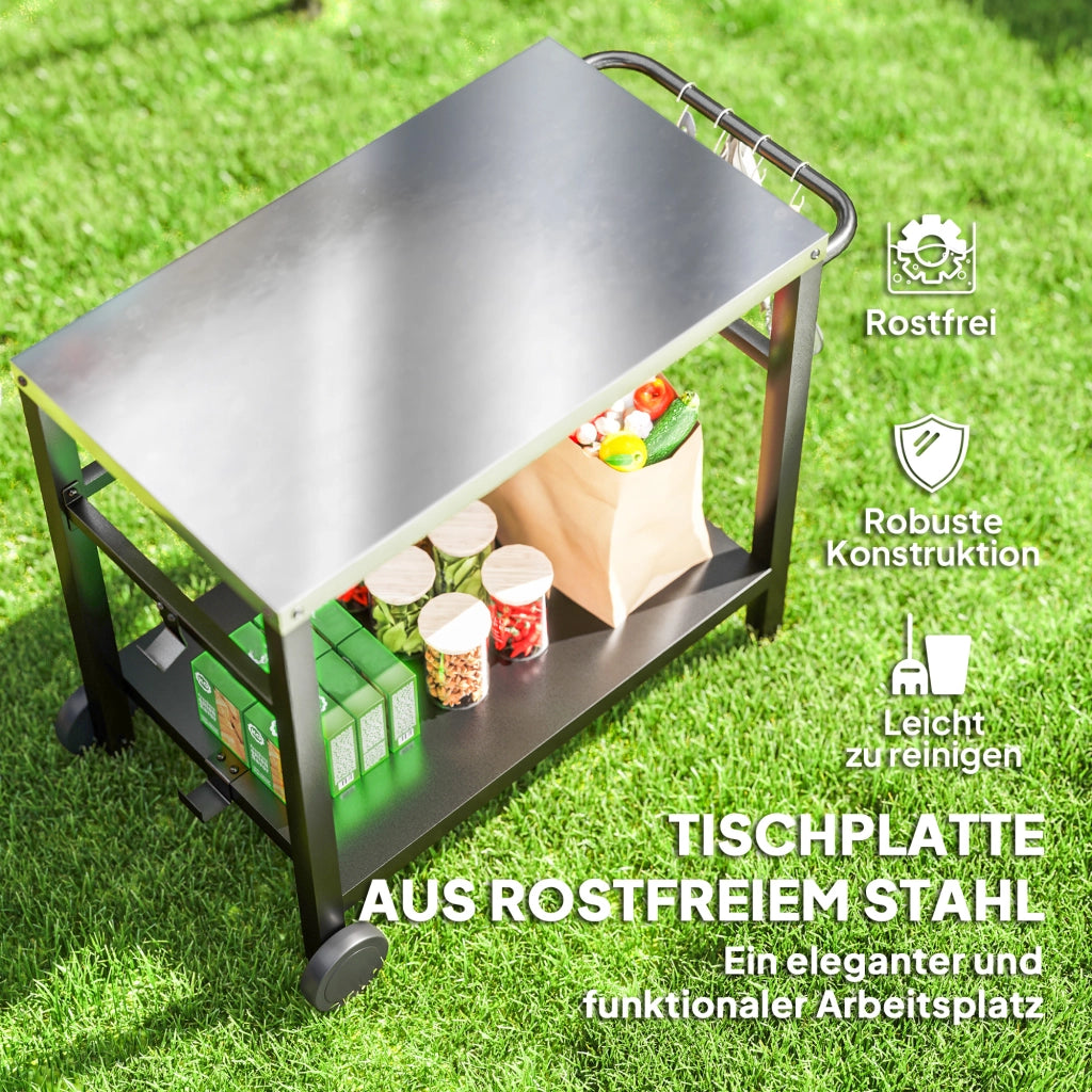 Carrello da cucina 2 piani con ripiano lavoro ¨C zephmum ¨C 102x56x81 cm