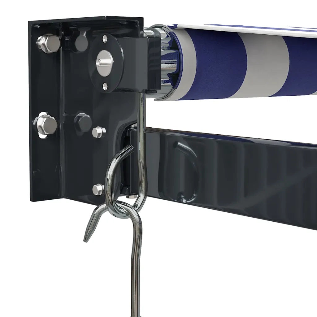 Tenda da Sole Retrattile Blu e Bianca 4x3 m Tessuto e Alluminio