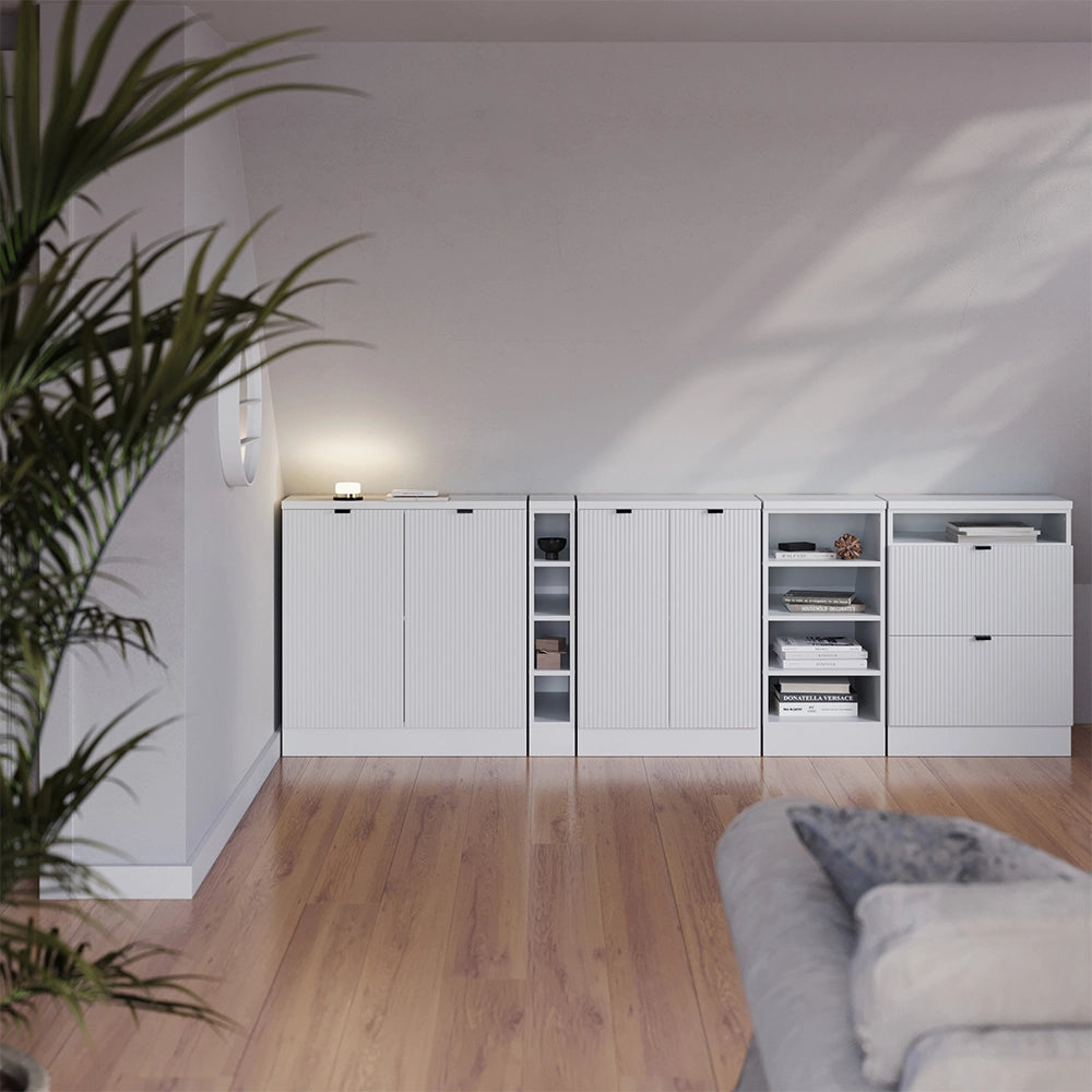 Mobile sottotetto Rion Ondulazione bianca/Bianco 60 x 83.8 cm con 2 cassetti, carcassa 60 cm profondità Vicco