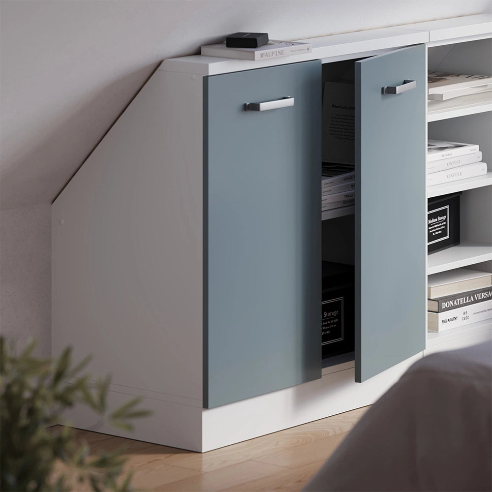 Mobile sottotetto Rion Grigio-blu/Bianco con 2 porte Vicco