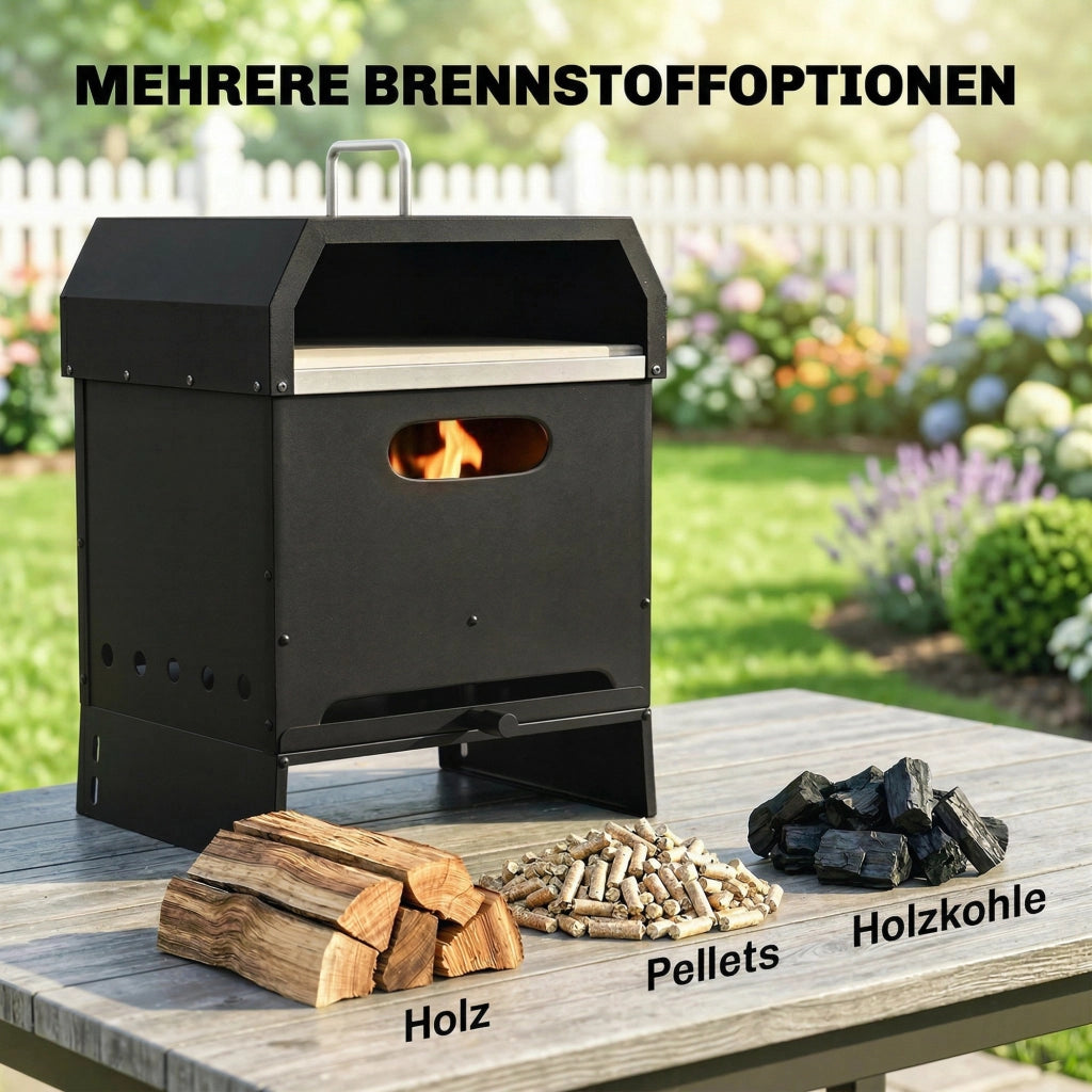 Forno per Pizza da Giardino 2 Livelli con Pizzastein ¨C zephmum ¨C Legno