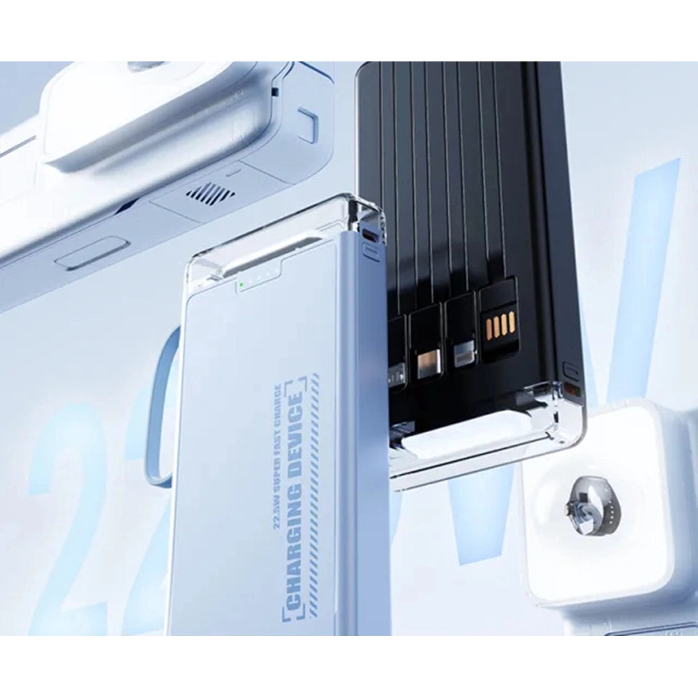 Trade Shop - Power Bank Portatile A Ricarica Rapida Da 12000 Mah Con Luce Led 4 Cavi Integrati Q-dc456 -