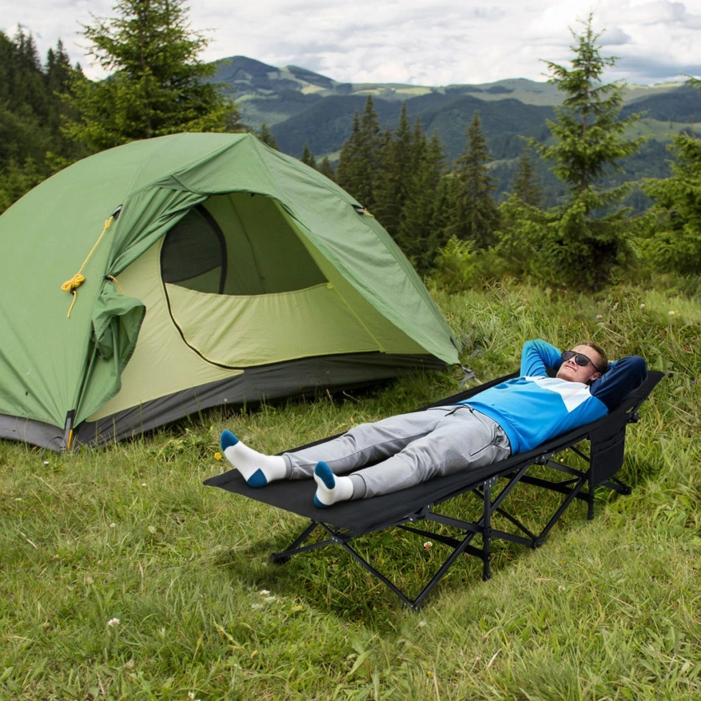 Lettino da campeggio pieghevole per adulti letto da dormire robusto con poggiatesta inclinato, Lettino portatile per viaggi-Poltrone e sdraio