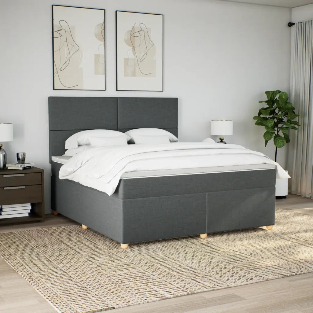 vidaXL Giroletto a Molle con Materasso Grigio Scuro 180x200 cm Tessuto