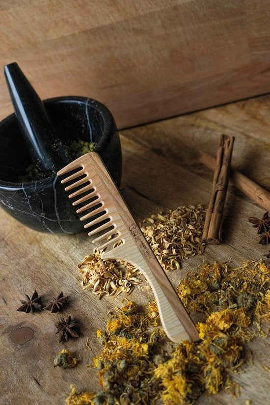 Kam in legno di teak con manico - Fatto a mano - Kam in legno - Italia