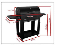 Barbecue a Carbone 140x44x120 cm con 3 Griglie e Coperchio in Acciaio Milano Nero