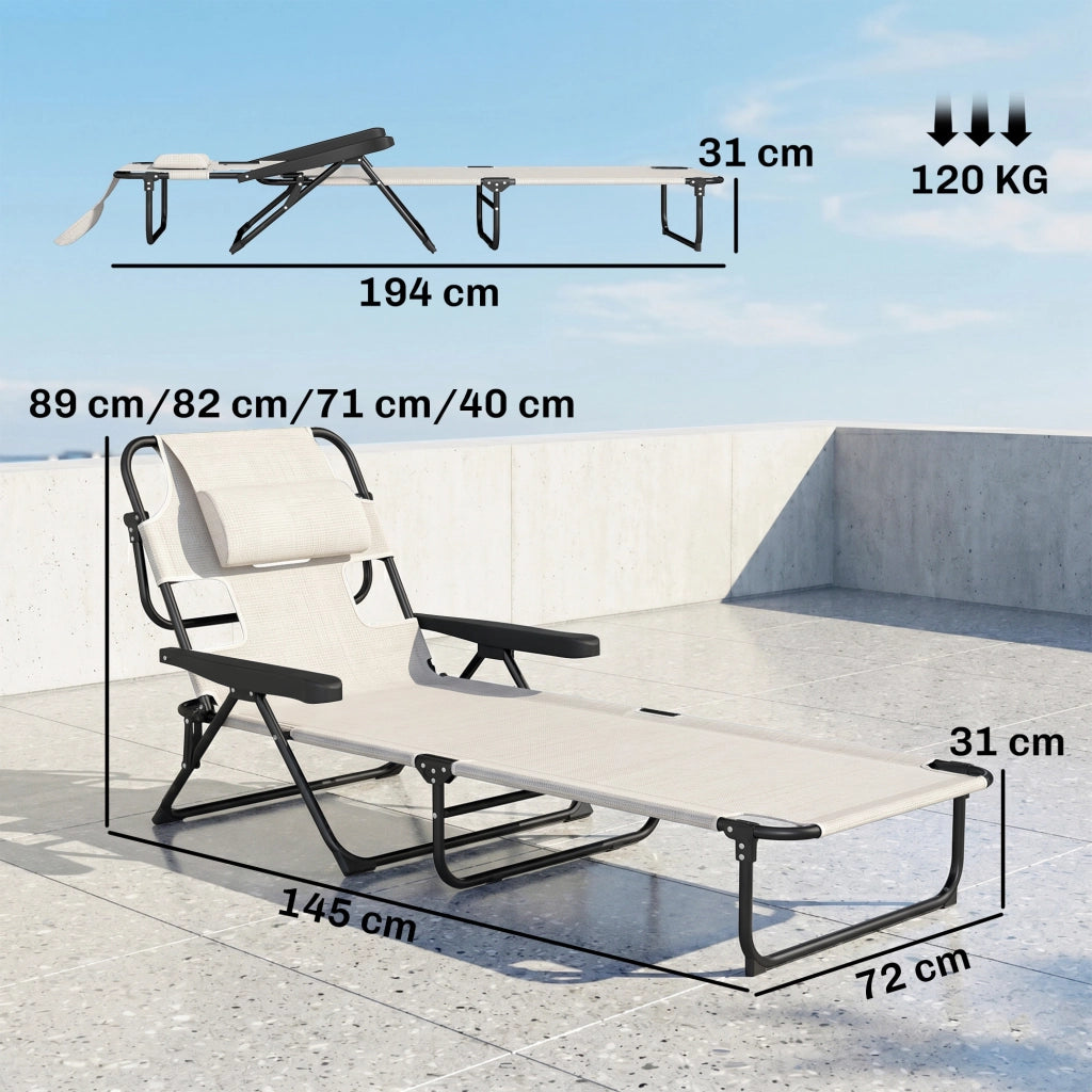 Chaise longue da giardino pieghevole ¨C zephmum ¨C 72x194x89 cm crema