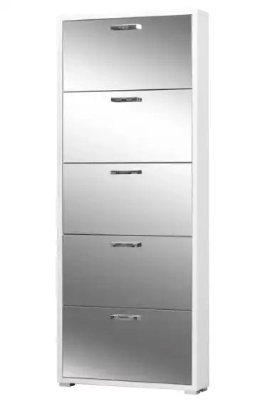 Scarpiera 5 ante bianco+specchio già montato L75.3 H151.8 P18