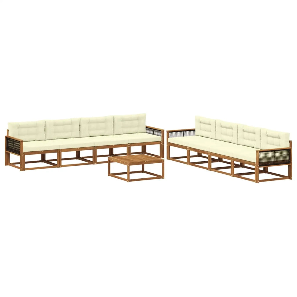 Set di divani da esterno con cuscino 9 pcs Naturale e Crema 3382443