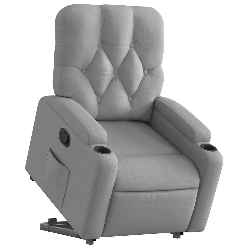 Poltrona | Sedia Relax Alzapersona Reclinabile Grigio Chiaro in Tessuto
