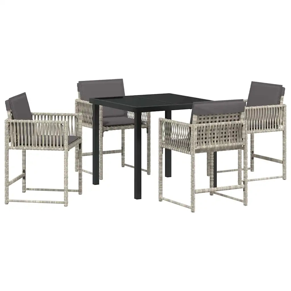 Set da Pranzo per Giardino 5 pcs Grigio chiaro polyrattan 3380761