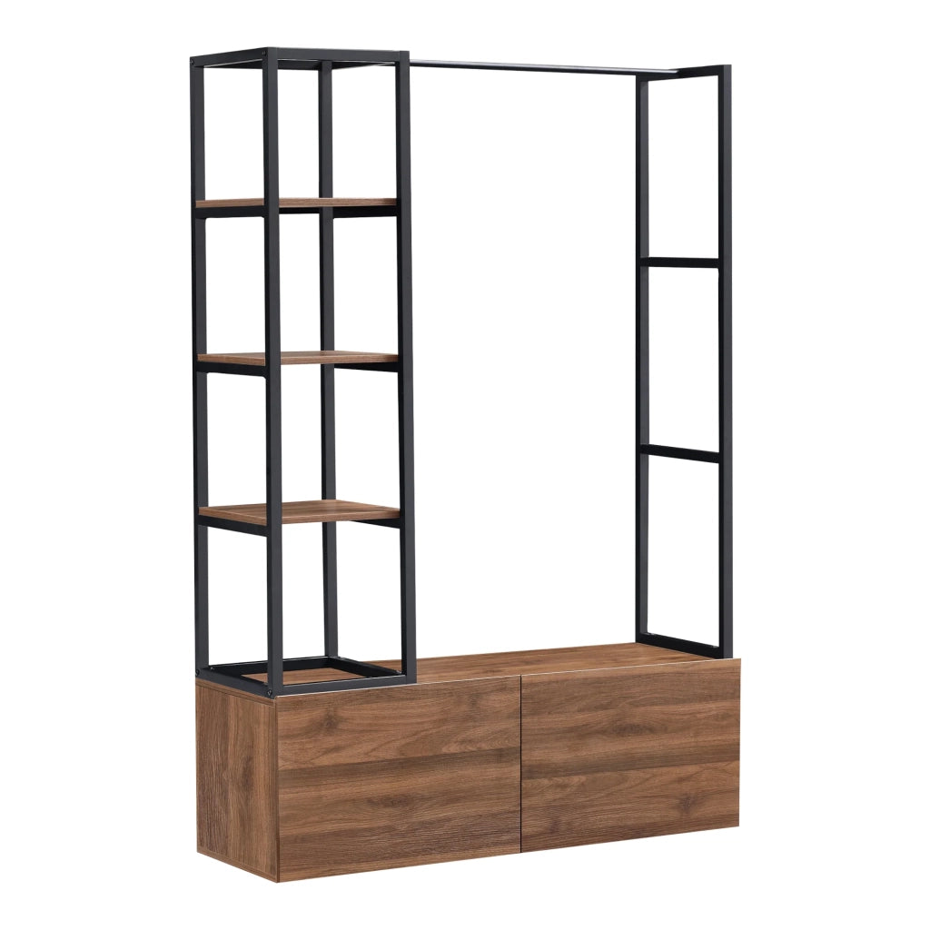 Appendiabiti in metallo e MDF 180 x 120 x 40 cm effetto noce canaletto 03_0008130