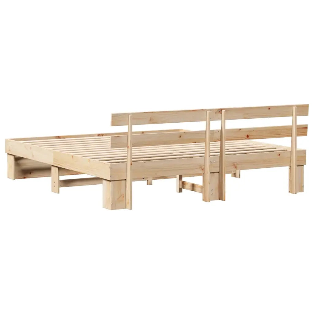 vidaXL Struttura del letto con testiera Marrone Legno di pino massello