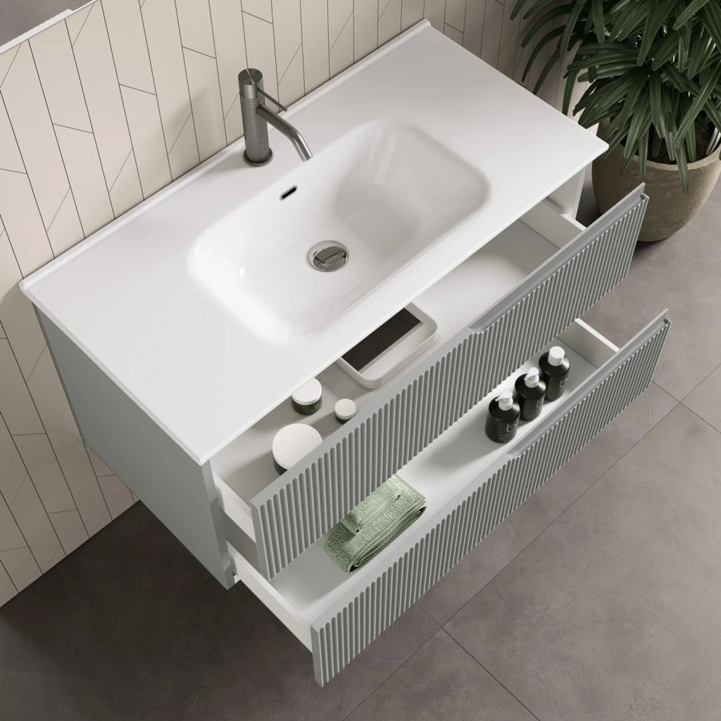 Mobile bagno composizione 4 pezzi L.121 P.46,5 H.190 cm VENERE colore grigio opaco