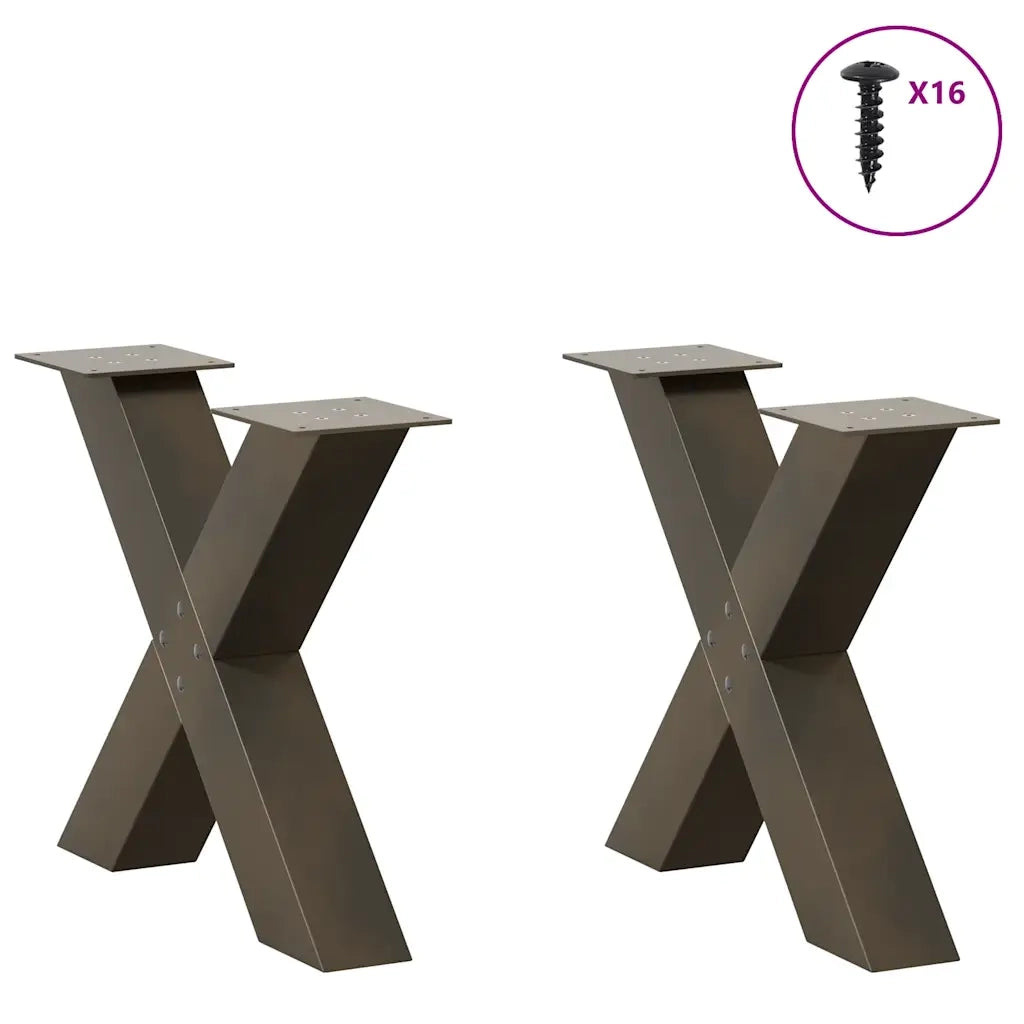 Gambe per Tavolino da Caffè a Forma di X 2 pz Acciaio Naturale 60x(42-43) cm Acciaio 4012963
