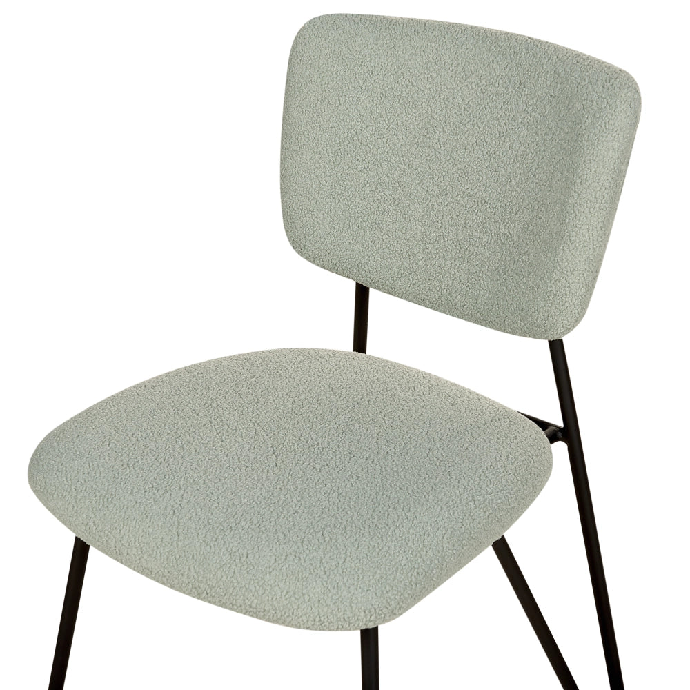 Set di 2 sedie da pranzo moderne Seduta imbottita strutturale in tessuto grigio chiaro Schienale curvo senza braccioli Design moderno e contemporaneo