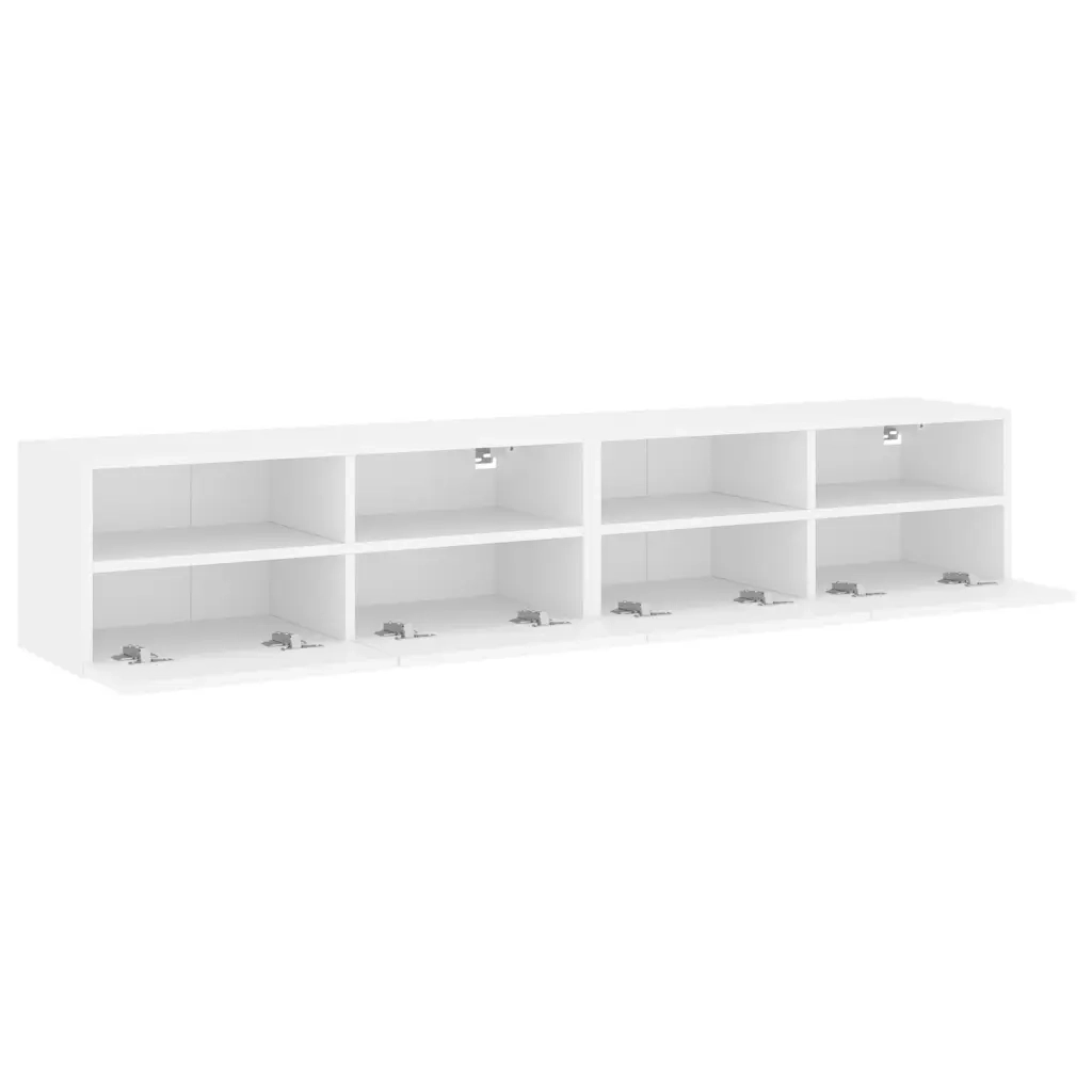 Mobili TV a Parete 2pz-Credenza TV-Console TV Bianchi 80x30x30 cm in Legno Multistrato